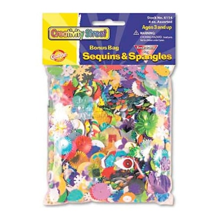 The Chenille Kraft Company Creativity Street 6114 Sequins & Spangles, Assorted Metallic Colors, 4 oz/Pack 6114
